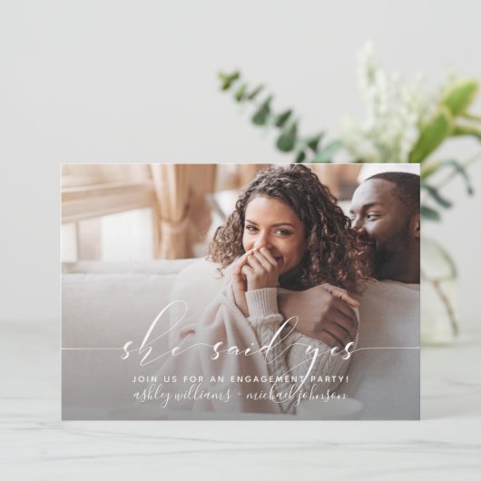 Ze zei ja dat de Calligrafie Engagement Party uitn Kaart (Staand voorkant)