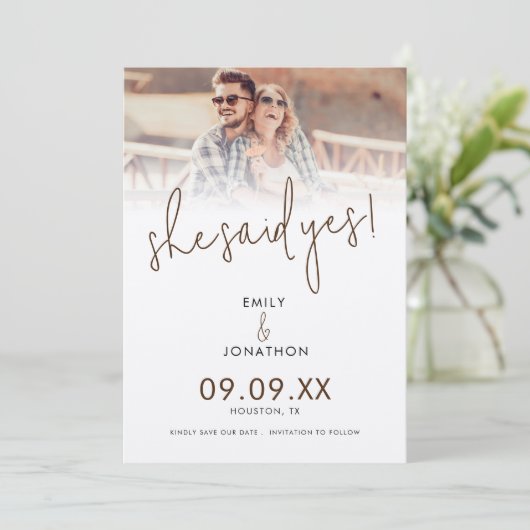 Ze zei ja de QR-code van het fotoscript Save The Date (Staand voorkant)