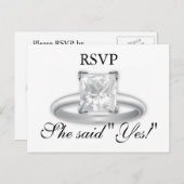 Ze zei ja! Diamond Ring RSVP-kaarten Uitnodiging Briefkaart (Voorkant / Achterkant)