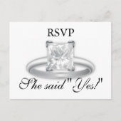 Ze zei ja! Diamond Ring RSVP-kaarten Uitnodiging Briefkaart (Voorkant)