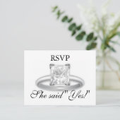 Ze zei ja! Diamond Ring RSVP-kaarten Uitnodiging Briefkaart (Staand voorkant)