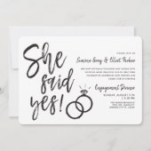 Ze zei ja | Dubbele ringen verlovingsdiner Kaart (Voorkant)