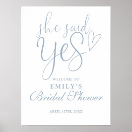 Ze zei ja Dusty Blue Vrijgezellenfeest welkomstbor Poster