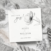 Ze zei ja, een elegante bloemen verlovingsfeest servet