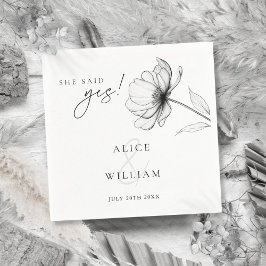 Ze zei ja, een elegante bloemen verlovingsfeest servet