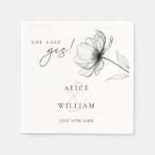 Ze zei ja, een elegante bloemen verlovingsfeest servet (Voorkant)