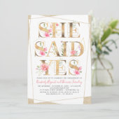 Ze zei ja, een romantisch verlovingsfeest kaart (Staand voorkant)
