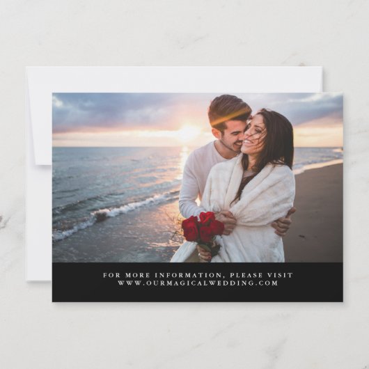 Ze zei ja eenvoudige minimalistische zwarte script save the date (Achterkant)