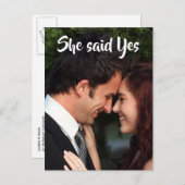 Ze zei ja Elegant Photo Save the Date Aankondigingskaart (Voorkant / Achterkant)