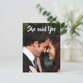 Ze zei ja Elegant Photo Save the Date Aankondigingskaart (Staand voorkant)