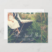 Ze zei ja, Elegant Typografie in het Wit Briefkaart (Voorkant / Achterkant)