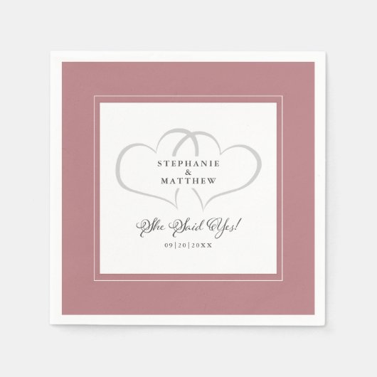 Ze zei ja elegante bruiloft Verloving stoffig Roos Servet (Voorkant)