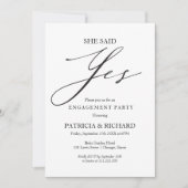 Ze zei ja, elegante verlovingsfeest kaart (Voorkant)