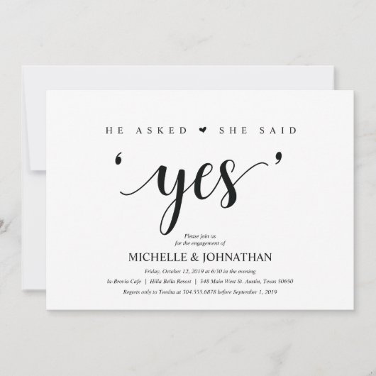 Ze zei ja, Engagement Party nodigt uit Kaart (Voorkant)
