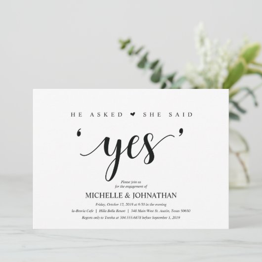 Ze zei ja, Engagement Party nodigt uit Kaart (Staand voorkant)