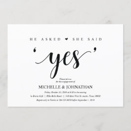 Ze zei ja, Engagement Party nodigt uit Kaart