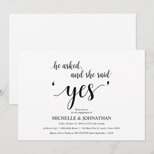 Ze zei ja, Engagement Party nodigt uit Kaart (Voorkant / Achterkant)