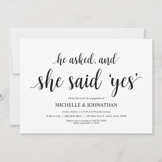 Ze zei ja, Engagement Party nodigt uit Kaart (Voorkant)