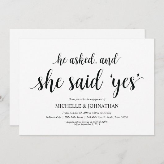 Ze zei ja, Engagement Party nodigt uit Kaart (Voorkant / Achterkant)
