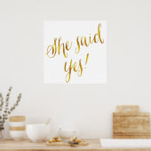 Ze zei ja: "Faux Gold Foil Metallic Design" Poster (Keuken)