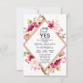 Ze zei ja Floral Engagement Party uitnodiging (Voorkant)