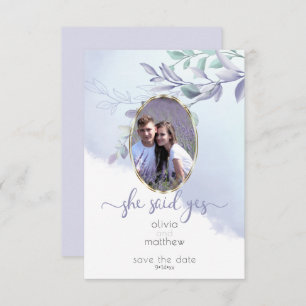 Ze zei ja Floral Oval Save the Date Kaart