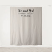 Ze zei ja foto booth Verloving achtergrond Wandkleed (Voorkant)