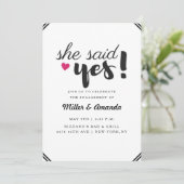 Ze zei ja Foto Engagement Party uitnodigen Kaart (Staand voorkant)