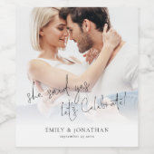 Ze zei ja-foto laat verlovingsfeest vieren wijn etiket (Enkel label)