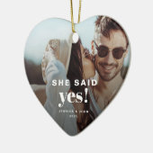 Ze zei ja! Foto Modern Verloving aandenken Keramisch Ornament (Links)