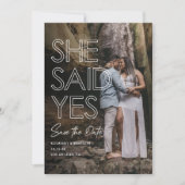 Ze zei ja Foto opslaan Datum Save The Date (Voorkant)