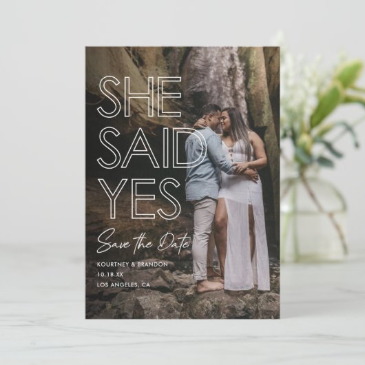 Ze zei ja Foto opslaan Datum Save The Date (Staand voorkant)