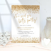 Ze zei ja Gold Glitter Borders Verloving Kaart