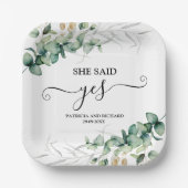 Ze zei ja gouden groen Verloving Papieren Bordje (Voorkant)