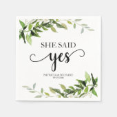 Ze zei ja gouden groen Verloving Servet (Voorkant)