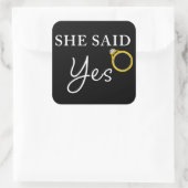 Ze zei JA Grappig Mannen Verloving Vierkante Sticker (Tas)