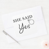 Ze zei JA - Grappig Mannen Verloving Vierkante Sticker (Envelop)