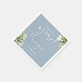 Ze zei ja Greenery Dusty Blue Engagement Party Servet (Hoek)