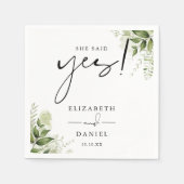 Ze zei ja Greenery Floral Engagement Party Servet (Voorkant)