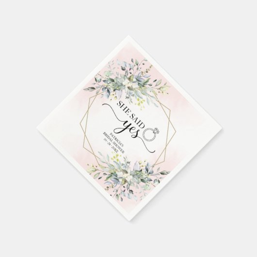 Ze zei ja Greenery Geometric Vrijgezellenfeest Nap Servet (Hoek)