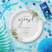 Ze zei ja groen bloemstuk verlovingsfeestje papieren bordje (Feest)