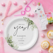 Ze zei ja groen bloemstuk verlovingsfeestje papieren bordje (Feest)