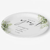 Ze zei ja groen bloemstuk verlovingsfeestje papieren bordje (Gekanteld)