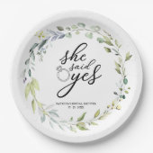 Ze zei ja groen eucalyptus Vrijgezellenfeest Papieren Bordje (Voorkant)