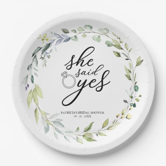 Ze zei ja groen eucalyptus Vrijgezellenfeest Papieren Bordje (Voorkant)