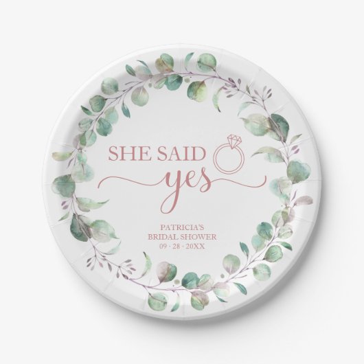 Ze zei ja groen eucalyptus Vrijgezellenfeest Papieren Bordje (Voorkant)