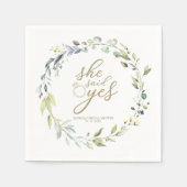 Ze zei ja groen eucalyptus Vrijgezellenfeest Servet (Voorkant)