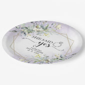 Ze zei ja groen geometrisch bruids- papieren bordje (Gekanteld)