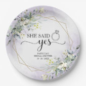 Ze zei ja groen geometrisch bruids- papieren bordje (Voorkant)