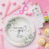 Ze zei ja groen geometrische bruid papieren bordje (Feest)